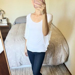 Bebe Lace Sleeve Blouse in White | Size XS